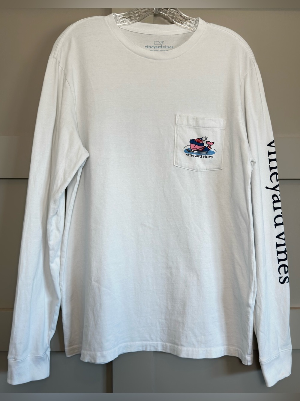 Vineyard Vines Pond Hockey Whale Long Sleeve T Shirt Men’s Small Casual Preppy